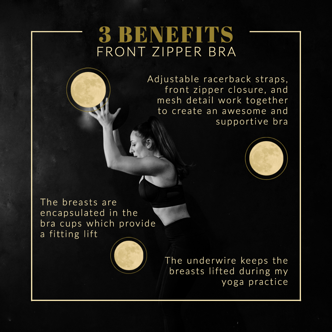 Front zipper sports bra benefits for yoga high-intensity exercises